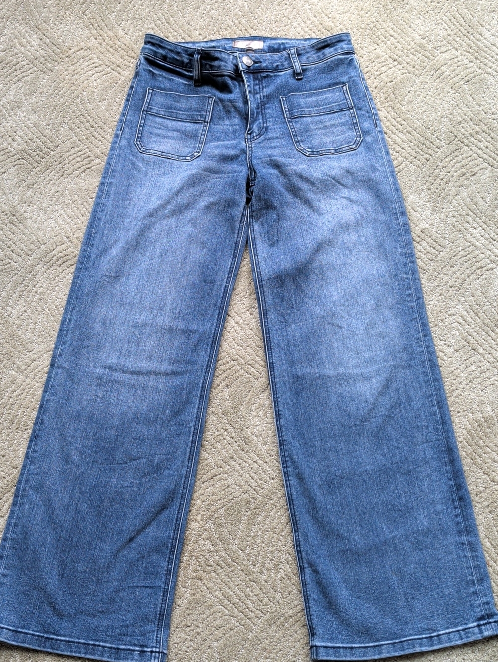 Kut from the Kloth Wide-Leg Jeans in Medium Blue Denim High Rise